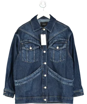 2be4A Blue Large Pocket Detailed Oversize Denim Jacket UK S