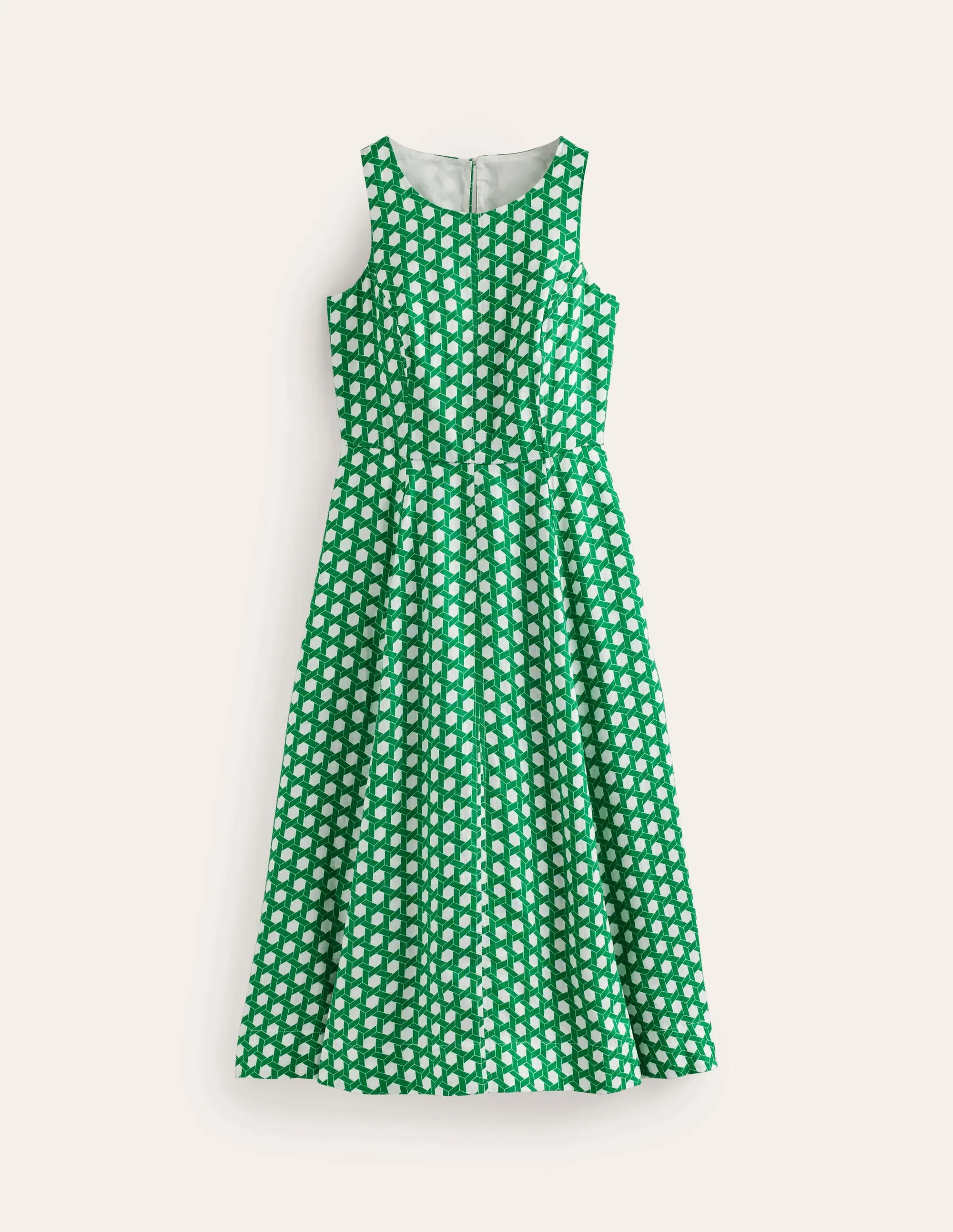 Carla Linen Midi Dress-Green Tambourine, Geo