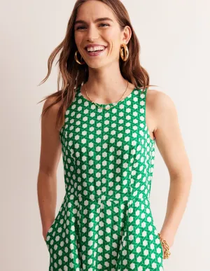 Carla Linen Midi Dress-Green Tambourine, Geo