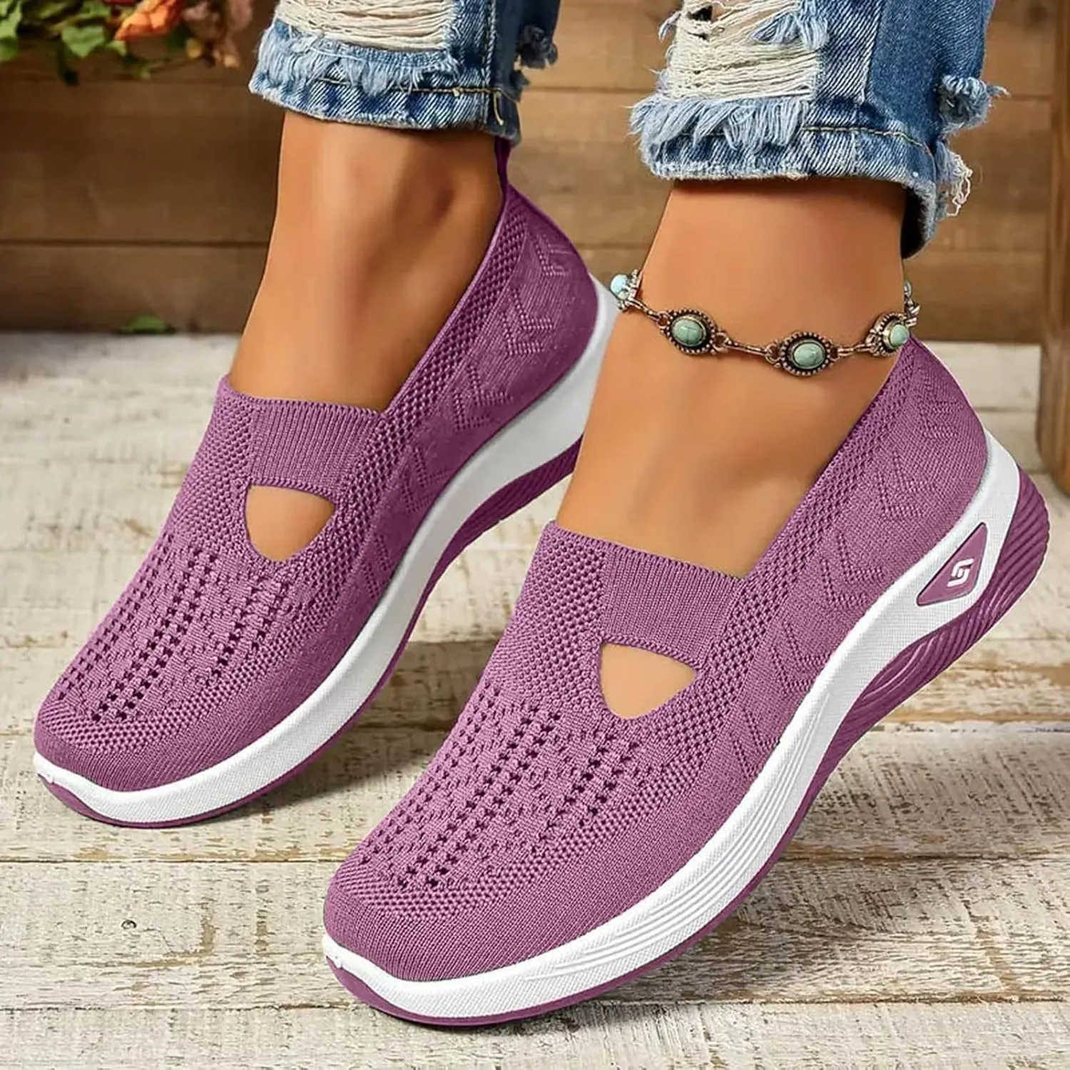Orthopedic Shoes for Women Walking Shoes 2024 New Wove Breathable Soft Orthopedic Diabetic Comfortable Slip-On Sneakers
