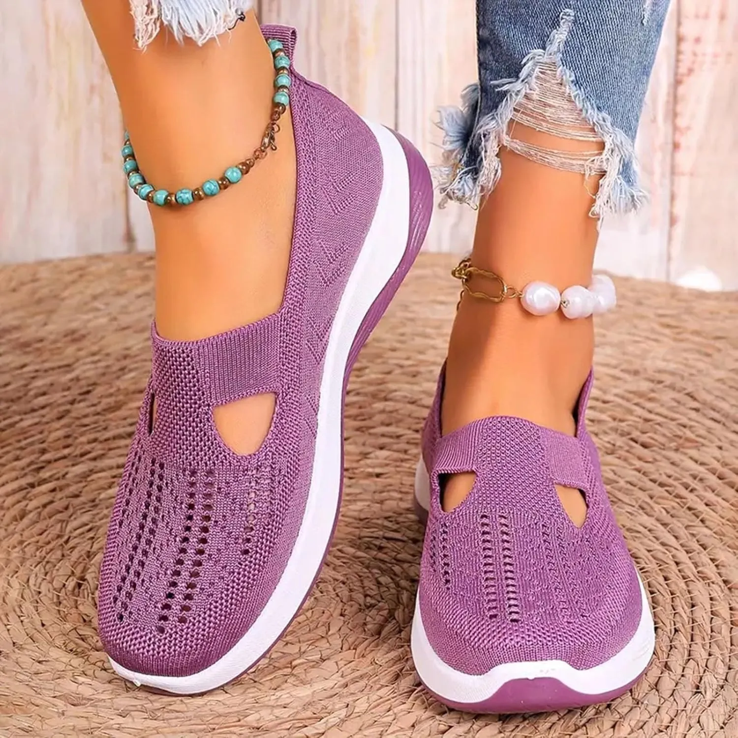 Orthopedic Shoes for Women Walking Shoes 2024 New Wove Breathable Soft Orthopedic Diabetic Comfortable Slip-On Sneakers