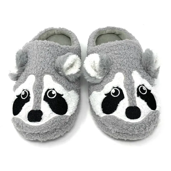 Raccoon Slides Cozy Animal House Home Women Non-Skid Slippers