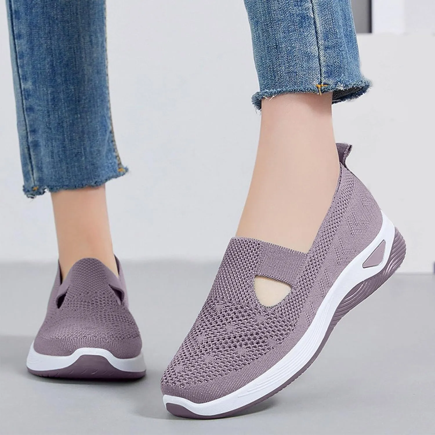 Slip On Orthopedic Shoes for Women Arch Support Non Slip Walking Sneakers Breathable Memory Foam Diabetic Shoes