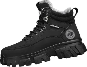 Work Boots for Men Steel Toe Hiking Sneakers with Warm Fur Lining Womens Workout Shoes Non Steel Toe Lightweight Outdoor Botas Mid Ankle Work Casual Hike Grounded Footwear