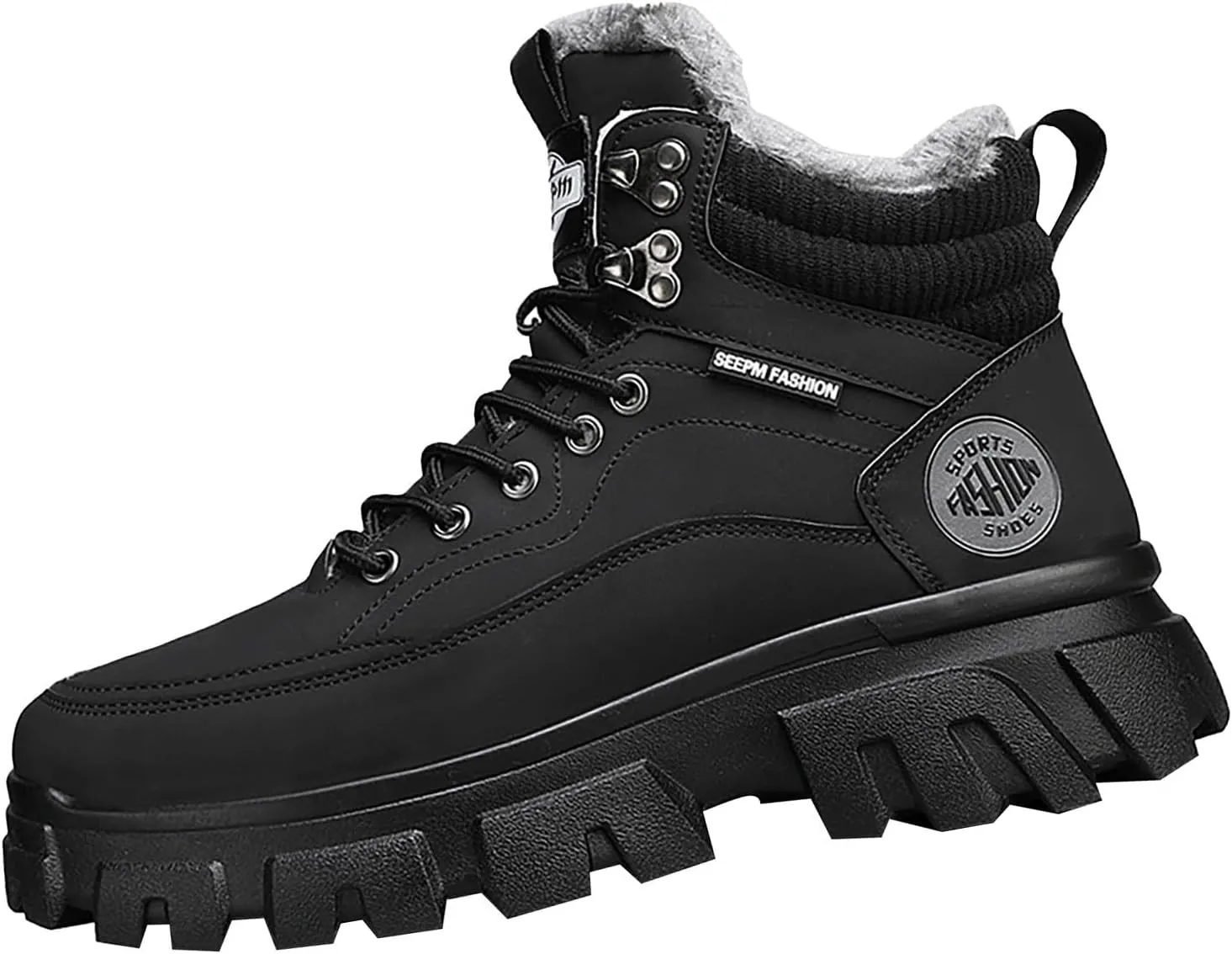 Work Boots for Men Steel Toe Hiking Sneakers with Warm Fur Lining Womens Workout Shoes Non Steel Toe Lightweight Outdoor Botas Mid Ankle Work Casual Hike Grounded Footwear